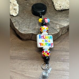“Believe in yourself “ Beaded Badge Reel